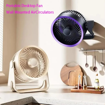  Portable Electric Fan 3600mAh Wireless Air Circulator Fan Cordless Desktop Wall Ceiling Air Cooling Cooler Quiet Ventilator