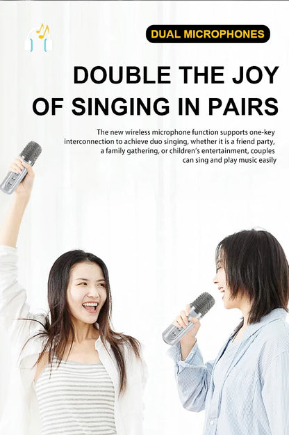 Karaoke Machine for Adults, Portable Bluetooth Karaoke Microphone Singing Speaker Karaoke Player with 2 Wireless Mic Home Party