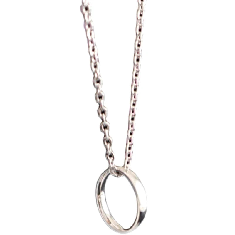 Hot Sale Fashion Ring Pendant Necklace Metal Silver Color Couple Chain Necklaces Men Women Hip Hop Jewelry Gift