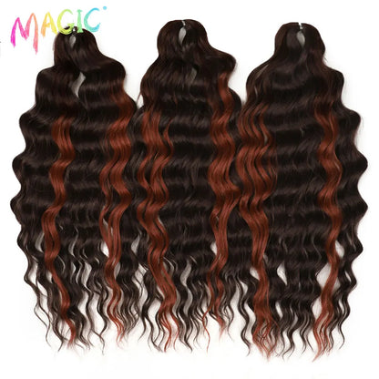 Anna Synthetic Hair 24 Inch Water Wave Braiding Hair Extensions Ombre Blonde Deep Wave Afro Curl Twist Crochet Hair for Women