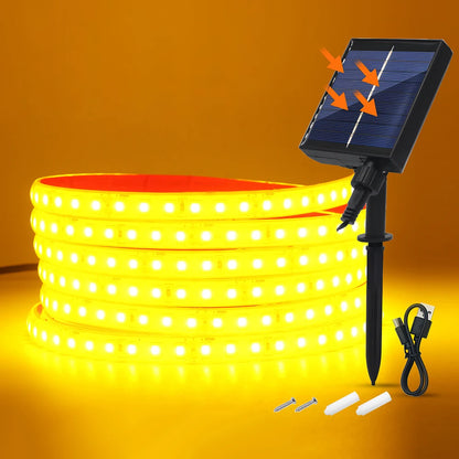 24V LED Light Strip Solar Waterproof 8 Modes 2835 120LEDs/m White Red Green Blue Flexi Lamp IP68 Party Garden Outdoor Decoration