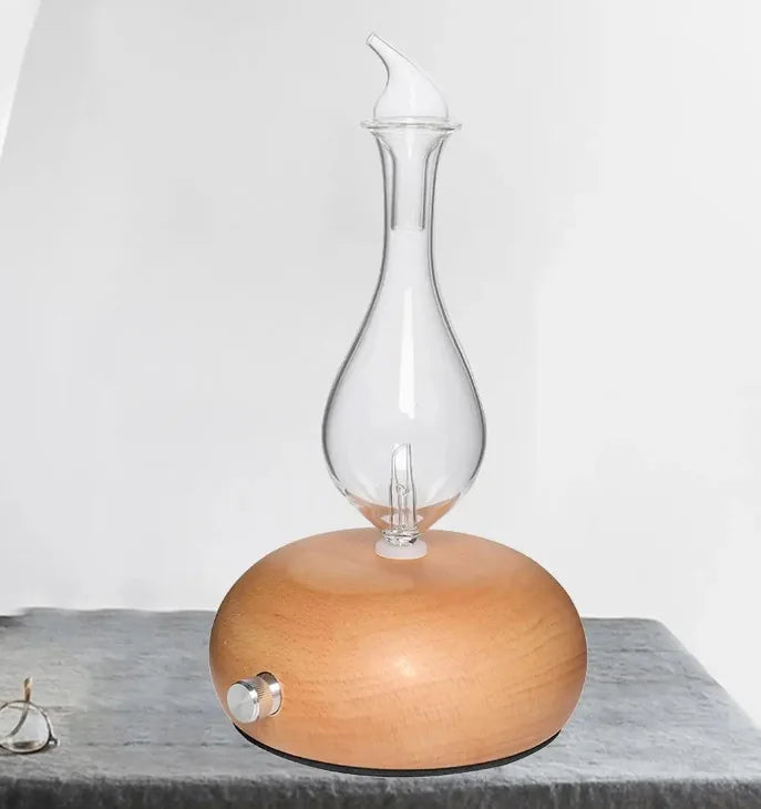 Waterless Essential Oils Diffuser Aromatherapy Fragrance Diffuser Without Water Wooden Glass Aroma Nebulizer Vaporizer for Home