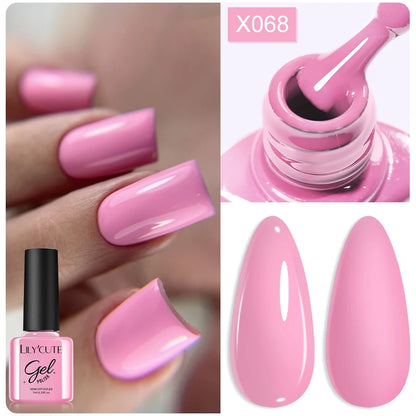 LILYCUTE Nude Crystal Rubber Base Gel Nail Polish Natural Color Semi Permanent UV Gel Soak Off Self Leveling Nail Gel Varnishes