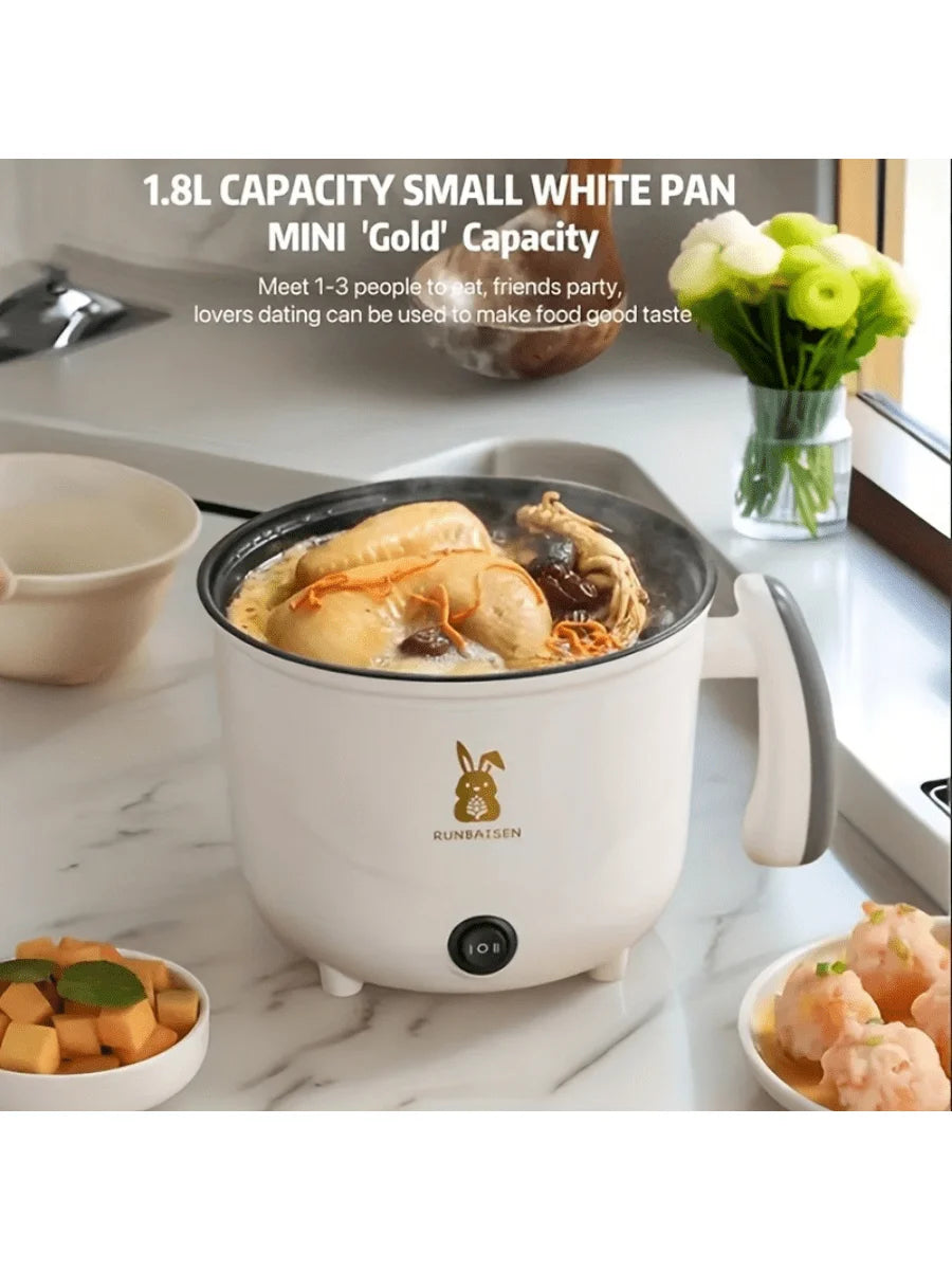 RS18Mini Multifunctional Electric Cooker for Students Dormitory Rice Cooker  Dual Heat Levels for Frying/Boiling/Stewing Easy Cl