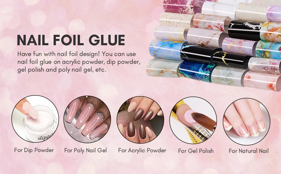 Makartt Nail Foil Glue Gel for Nail, Foil Gel Transfer for Nails Art Stickers Strong Adhesion Foil Transfer Gel Soak Off Salon