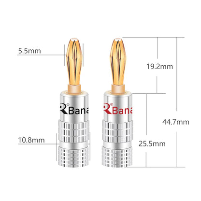 20pcs/10pairs BANANA PLUGS 24K Gold-plated 4MM Banana Connector with Screw Lock For Audio Jack Speaker Plugs Black&Red