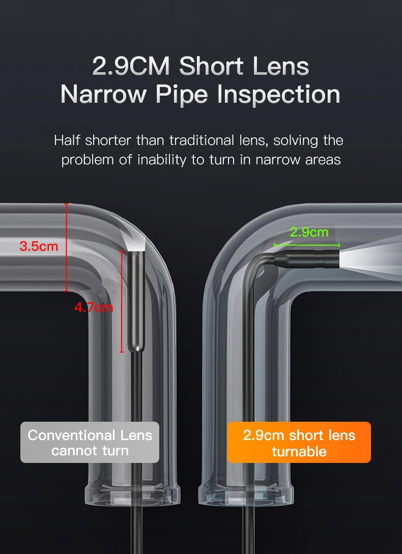 Industrial Endoscope Camera 4.3 "Single Dual Lens HD 1080P Car Inspection Borescope IP67 Waterproof Sewer Camera With LED