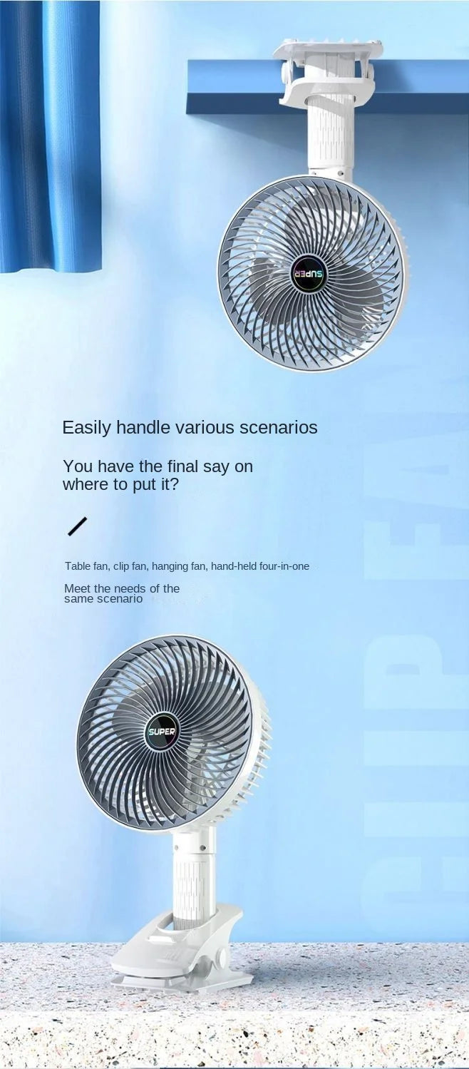 Portable Clip Fan USB Rechargeable 3-gears Wireless Electric Handheld Fan Clip Circulator Cooling Fan For Camping Desktop Office