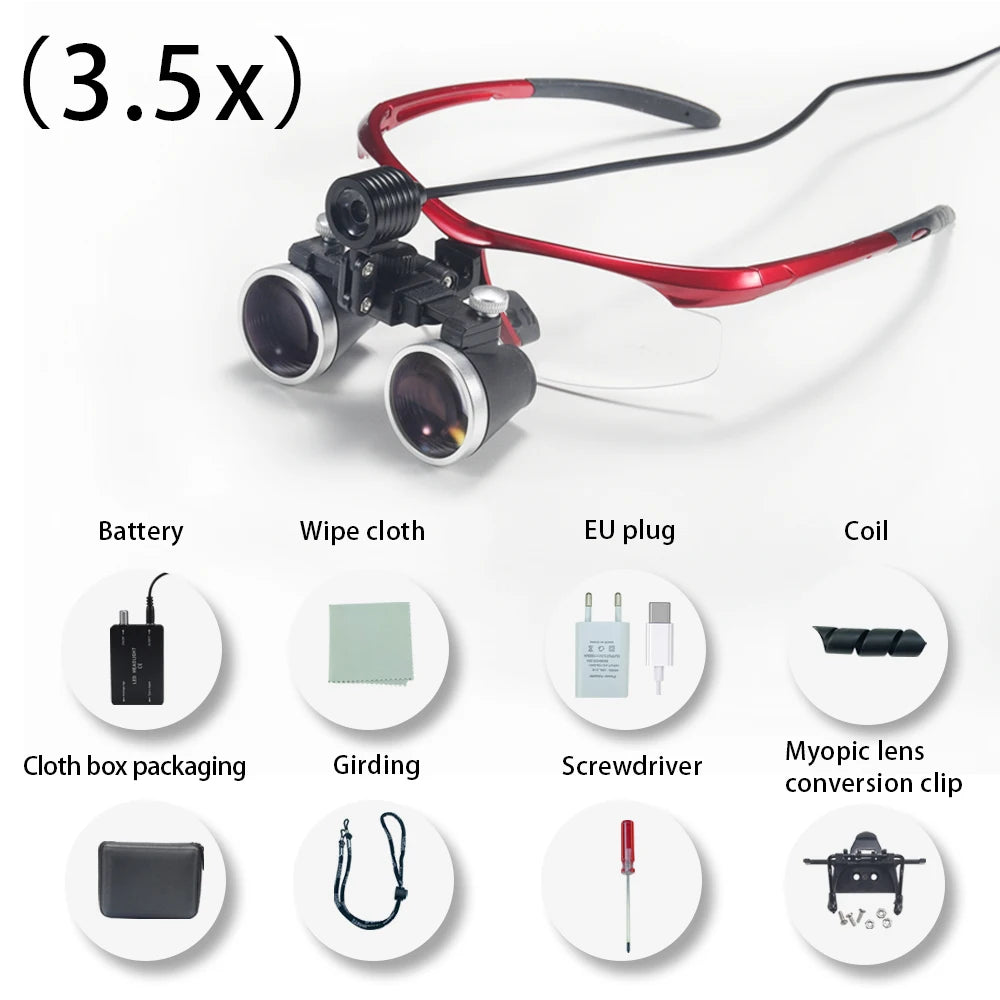Dentistry Binocular Magnifier 2.5X 3.5X Ultra-lightweight Optical Loupes 320-420mm Magnifying Glass for Dental Surgery