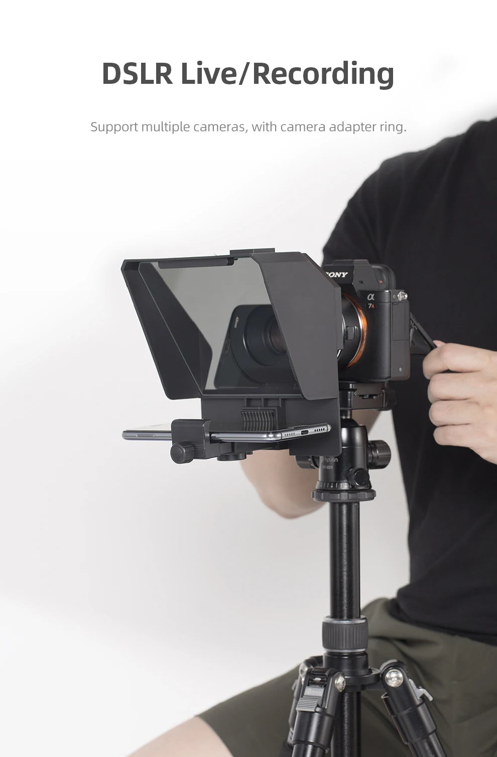 Ambitful Phone and DSLR Recording Mini Teleprompter Portable Inscriber Mobile Teleprompter Artifact Video With Remote Control