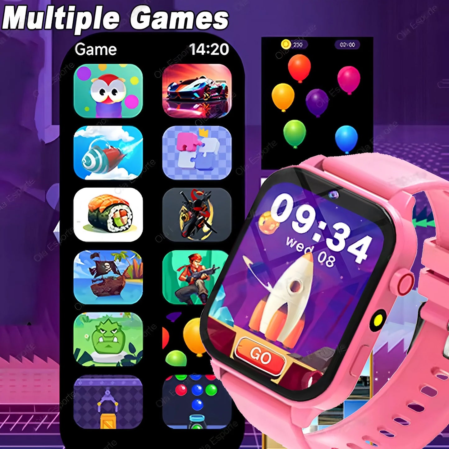 100+ Game SmartWatch Kid Child HD Screen Lighting Music Smart Watch Boy Girl Gift Children Smartwatch For IOS Android 2025 New