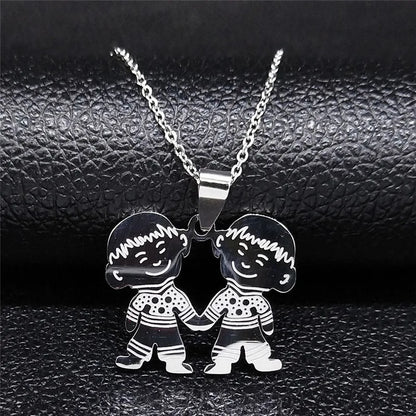 Boy Girl Child Kid Stainless Steel Necklaces Women Gold Color Mothers and Children Necklaces Jewelry Mother's Day Gift N519S01