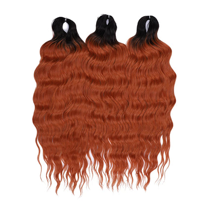 Anna 24 Inch Synthetic Hair Water Wave Braiding Hair Extensions Ombre Blonde Deep Wave Afro Curl Twist Crochet Hair for Women