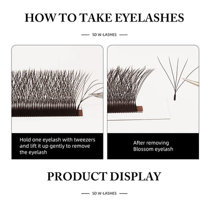 Yelix Brown Eyelashes W Shaped Eyelash Extensions Single Tips 2D 3D 4D 5D Premade Fans Lahses Soft Natural Individual Lahes