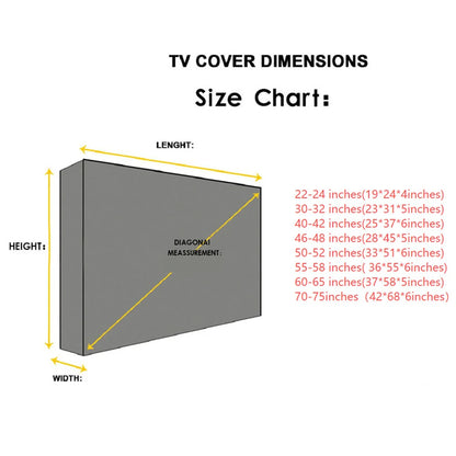 Weatherproof Dust-proof Outdoor TV Cover Black 22-24'' 30-32'' 40-42'' 46-48'' 50-52'' 55-58'' 60-65'' 70-75'' Protect TV Screen