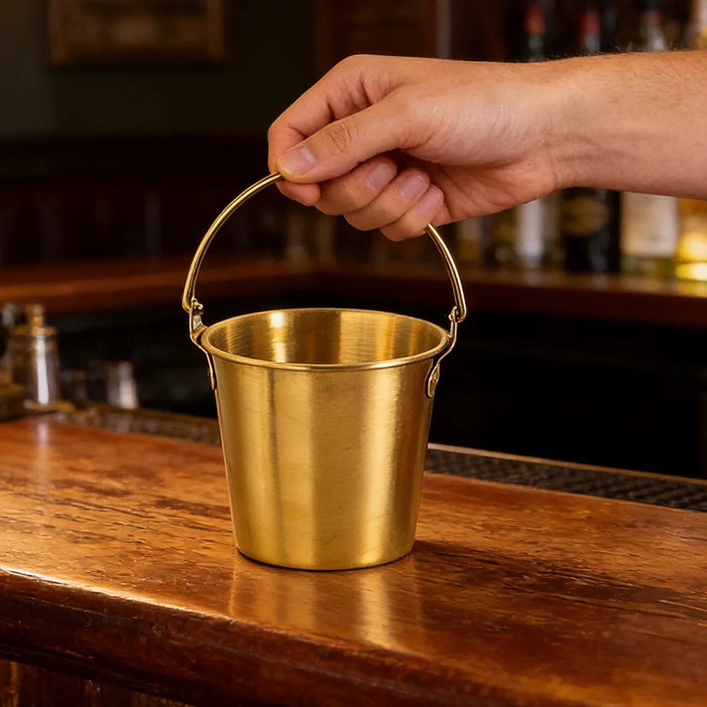 1pc Bar Party Ice Bucket Stainless Steel Ice Bucket Golden Beer Barrel Champagne Cooling Barrel Snack Fried Chicken Bucket