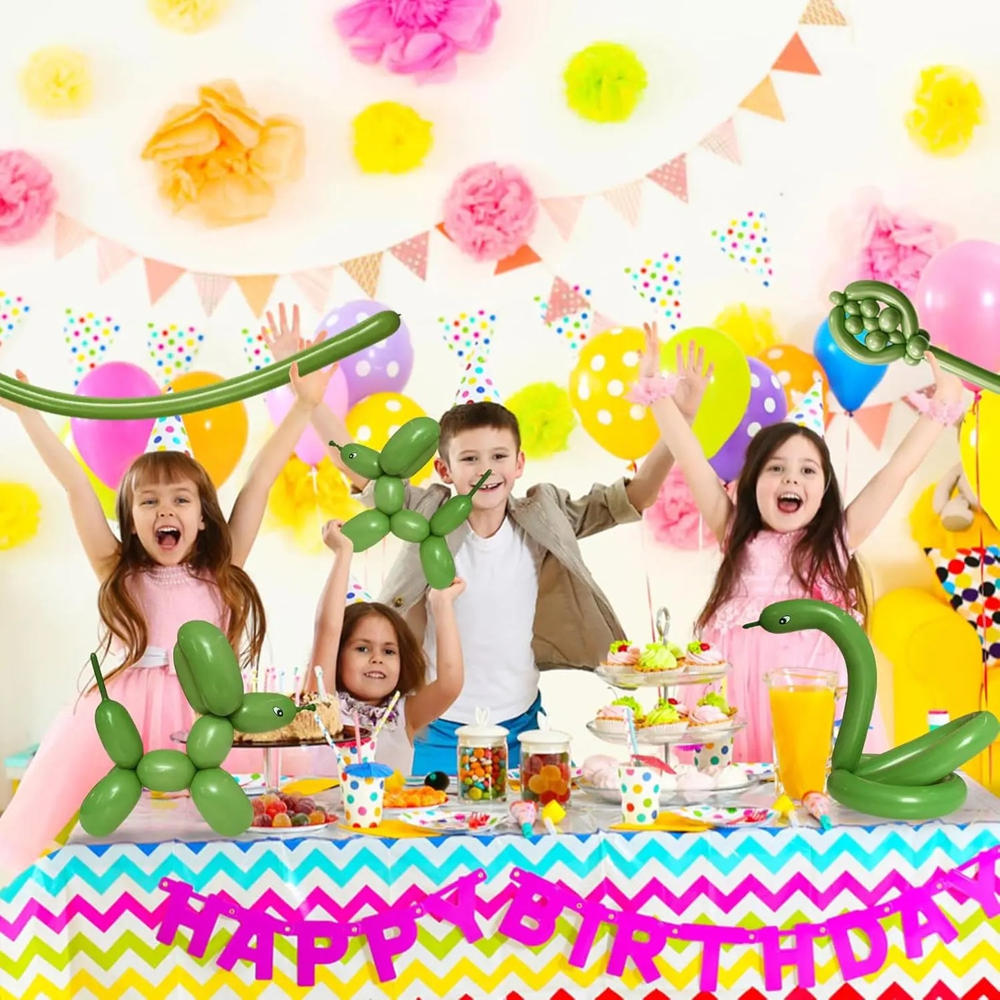 100pcs Thickening Long Balloons for Tying Arch Twisting Latex Modeling Skinny Birthday Balloon for Kids Party Wedding Decoartion