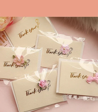 Greeting Cards with Envelope Mini Small Light Golden Color for Business Mother's Teacher's Day Thank You Gift Card