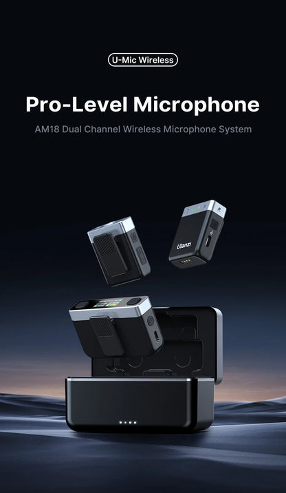 Ulanzi U-Mic Wireless Mic Stereo Microphone Lavalier Microphone for Smartphone DSLR for Interview Video Vlog Gaming Mic