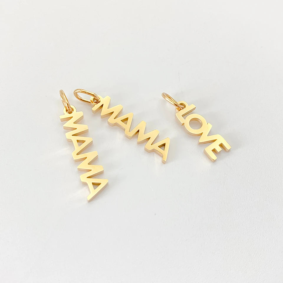 eManco  MAMA LOVE  Pendant  Stainless Steel Letter Hang Ornament For DIY Mother's Day Nacklace Earrings Jewelry Making
