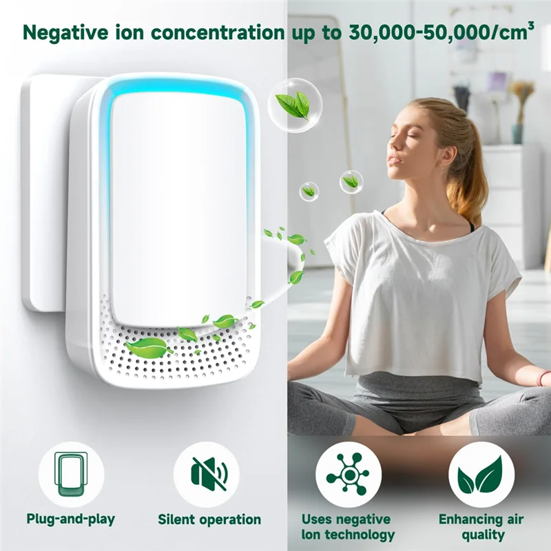 【NEW A39M】 Mini Air Cleaner For Home, Air Ionizers 3-Pack, Quiet Negative Generator Freshener For Bedroom,Office Kitchen EU