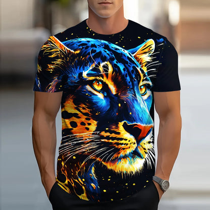 Lion Animal Pattern 3D Print T-Shirts Men Streetwear Hip Hop Short Sleeve T Shirt Oversized Tees Harajuku Y2k Tops Kids Clothing