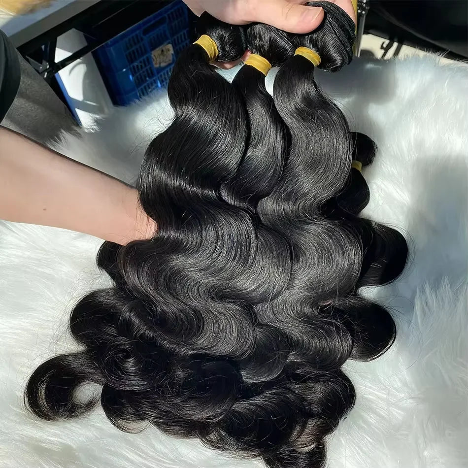 28 30 Inch Raw Brazilian Human Hair Bundles Body Wave Loose 3 4 Bundle Virgin Remy Hair Extension For Women Sew In Quick Weave