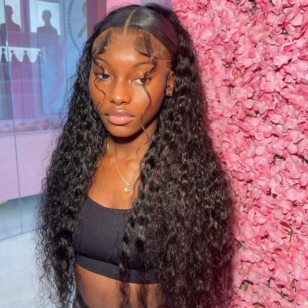 40 46 Inch 13x4 13x6 HD Deep Wave Lace Frontal Wig Brazilian Loose Water Curly Lace Front Human Hair Wigs For Women 300% Density