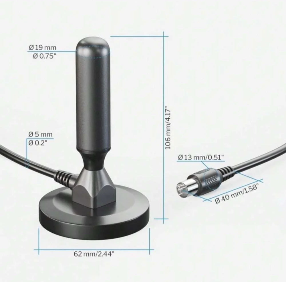 HD digital TV antenna indoor outdoor, magnetic base and 360° reception support smart 4K 1080P and HDTV free local channels