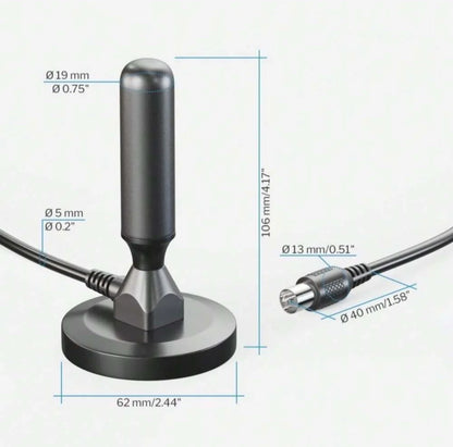 HD digital TV antenna indoor outdoor, magnetic base and 360° reception support smart 4K 1080P and HDTV free local channels
