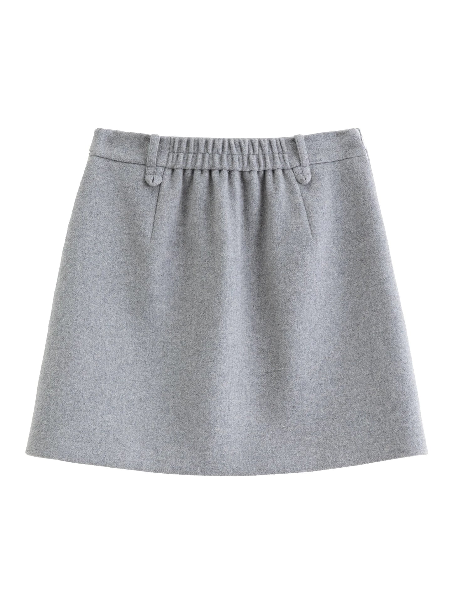 DUSHU Classic Long and Short Elastic Waist A-line Skirt 2025 Winter Skirt for Women Solid Simple Commuting Office Ladies College