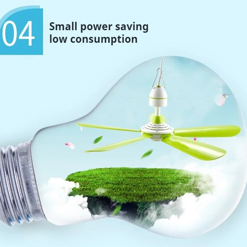 Silent 5 Leaves Ceiling Canopy fan with 1.8m switch Hanging Fan for Camping Bed Dormitory Tent 220V