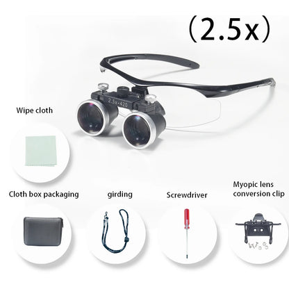 Dentistry Binocular Magnifier 2.5X 3.5X Ultra-lightweight Optical Loupes 320-420mm Magnifying Glass for Dental Surgery