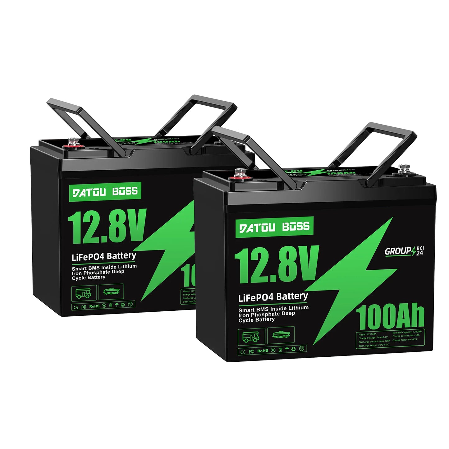 DTOUBOSS Original Lithium Rechargeable LiFePO4 For Solar System RV Outdoor Travel Home BMS 12V 100Ah U.S. Warehouse NO TAX