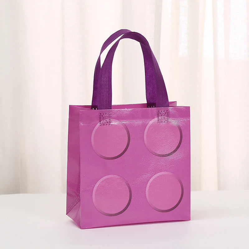 New 6/12pcs Building Block Tote Bags Non-Woven Fabric Party Favor Bags For Birthday Graduation Easter Father's Day Mother's Day