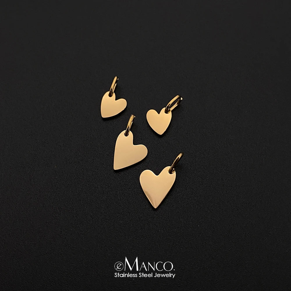eManco Mother's Day Blank Heart Charm Stainless Steel Waterproof Polished Pendant Making DIY Necklace Bracelet 48 Hour Shipping