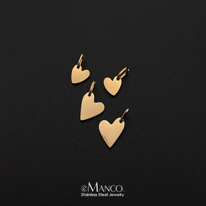 eManco Mother's Day Blank Heart Charm Stainless Steel Waterproof Polished Pendant Making DIY Necklace Bracelet 48 Hour Shipping