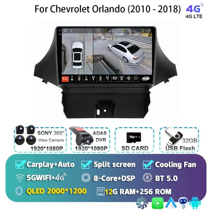 Android 15 Carplay For Chevrolet Orlando 2010 2011- 2018 Car Radio Auto 4G WIFI GPS Navigation Multimedia Video Player Stereo