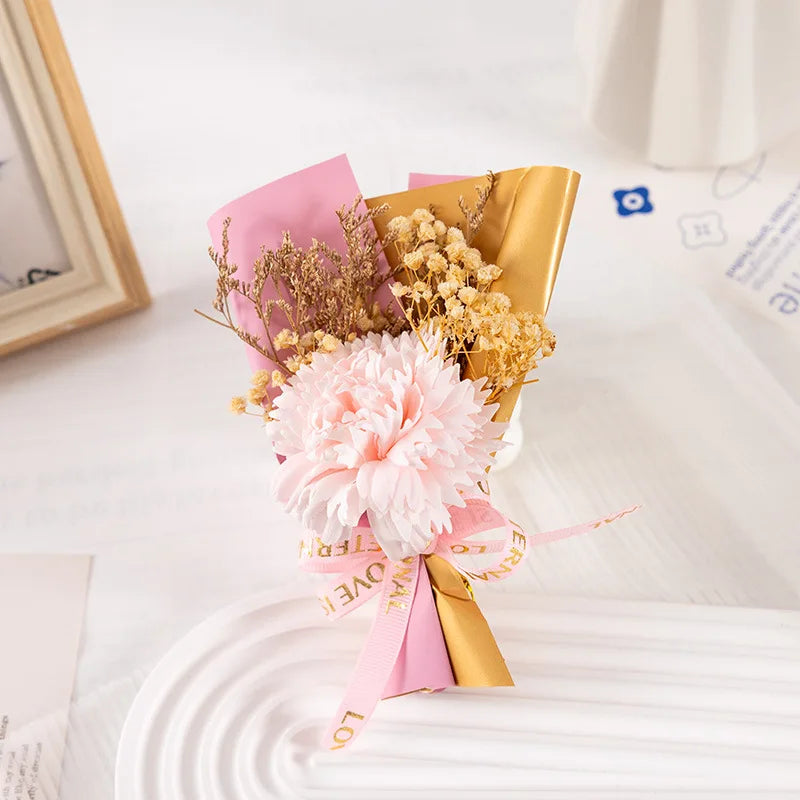 Soap Flower Carnation Bouquet Mother's Day Gift Small Bouquet Faux Flowers Perpetual Flower Companion Gift Accessories