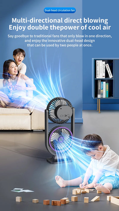 TINSOL 2026 New Dual-Head Desktop Fan, High-Power Air Circulation Fan, Office and Dormitory Double-Layer Fan