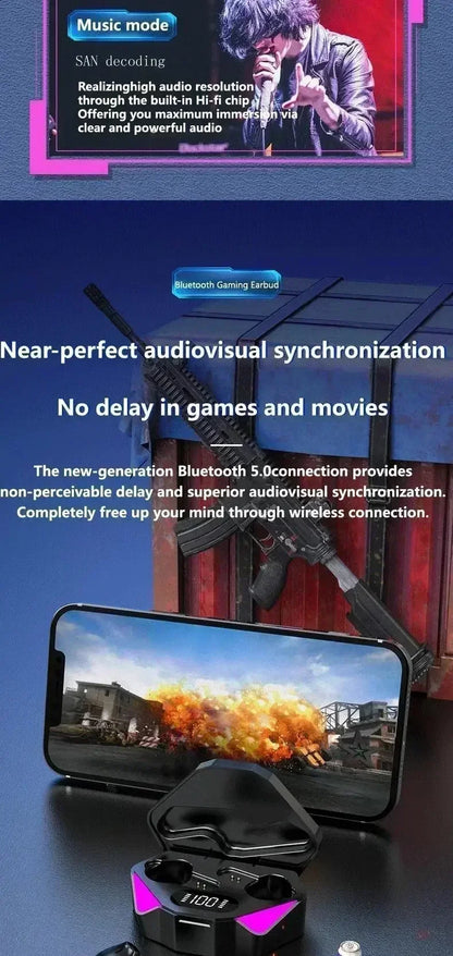 TWS Earphones 5.3 Bluetooth Wireless Gamer Headphones 65ms Low Latency Earbuds Fone Headset Gamer With phones