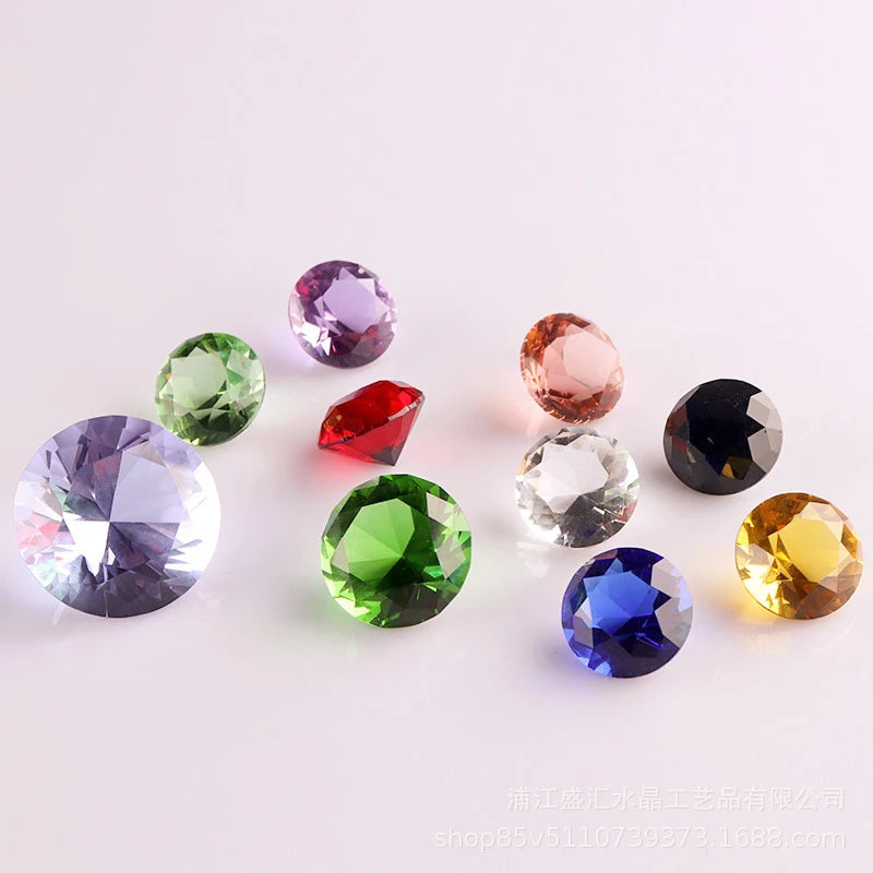 1 Piece All Colors 30mm/40mm/50mm Crystal Faceted Diamond Paperweight Table Decoration Mother's Day Gift Safe Package