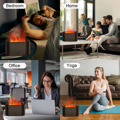 Humidifier Flame Aromatherapy Diffuser Can Add Essential Oils 7 Colour Flame Diffuser Timing USB Desktop Air Humidifier for Home