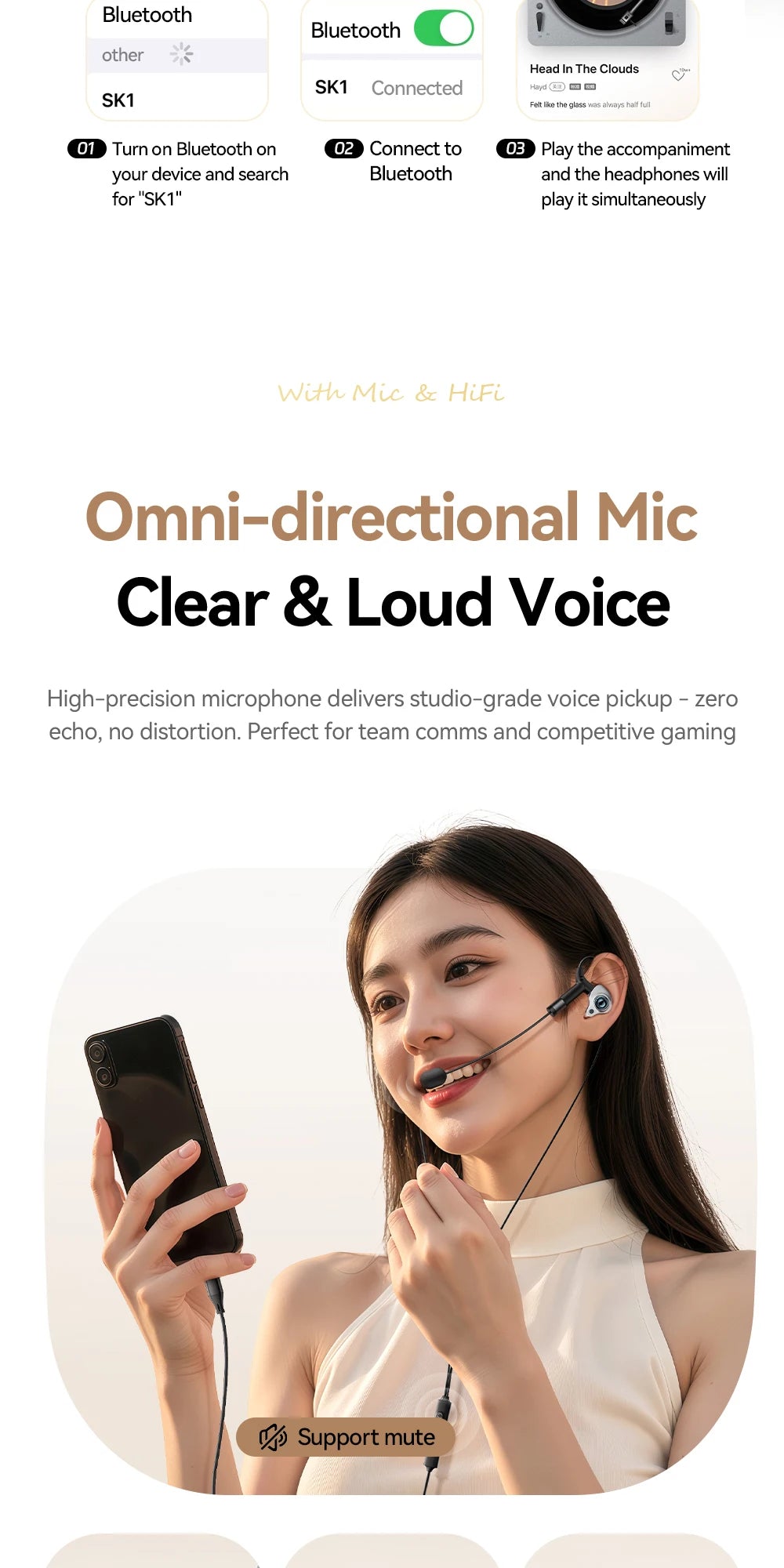 Essager Type-C Karaoke Earphones With Built-in Sound Card HiFi Stereo Music Wired Earbud Headset With Mic for Singing/Live/Game
