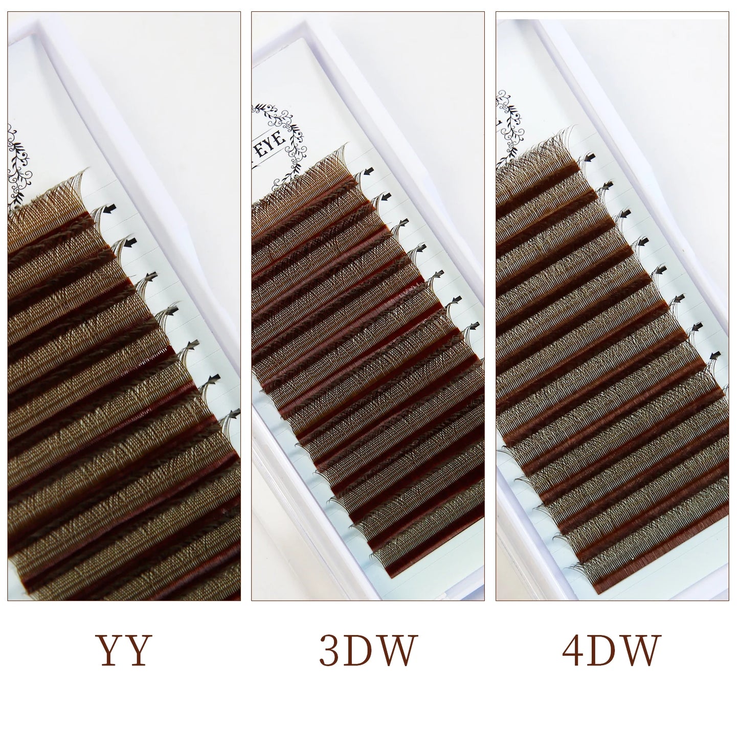 5W Eyelash Extensions YY 7mm Lash Brown Color 4DW Brazilian Premade Lash Fans Individual Cluster DIY 3D W Shape Lash Dolly Eye