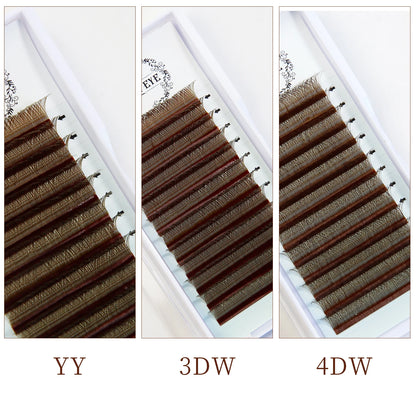 5W Eyelash Extensions YY 7mm Lash Brown Color 4DW Brazilian Premade Lash Fans Individual Cluster DIY 3D W Shape Lash Dolly Eye