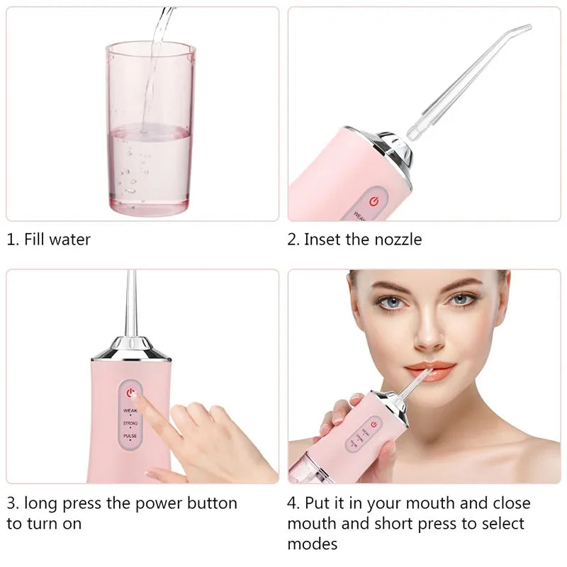 Pro Dental Oral Irrigator Flosser Removal Cleaning Wireless Brush Ipx7 Store Water Floss Irigator Waterpick For Tooth Mouth