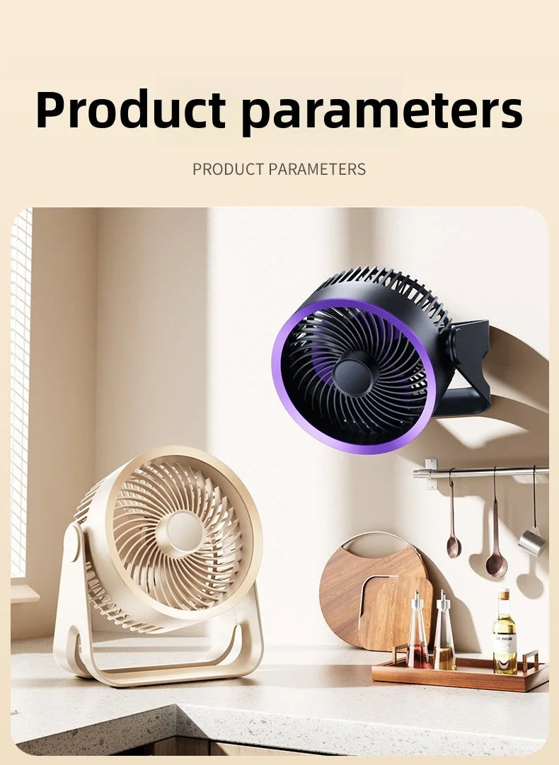  Portable Electric Fan 3600mAh Wireless Air Circulator Fan Cordless Desktop Wall Ceiling Air Cooling Cooler Quiet Ventilator