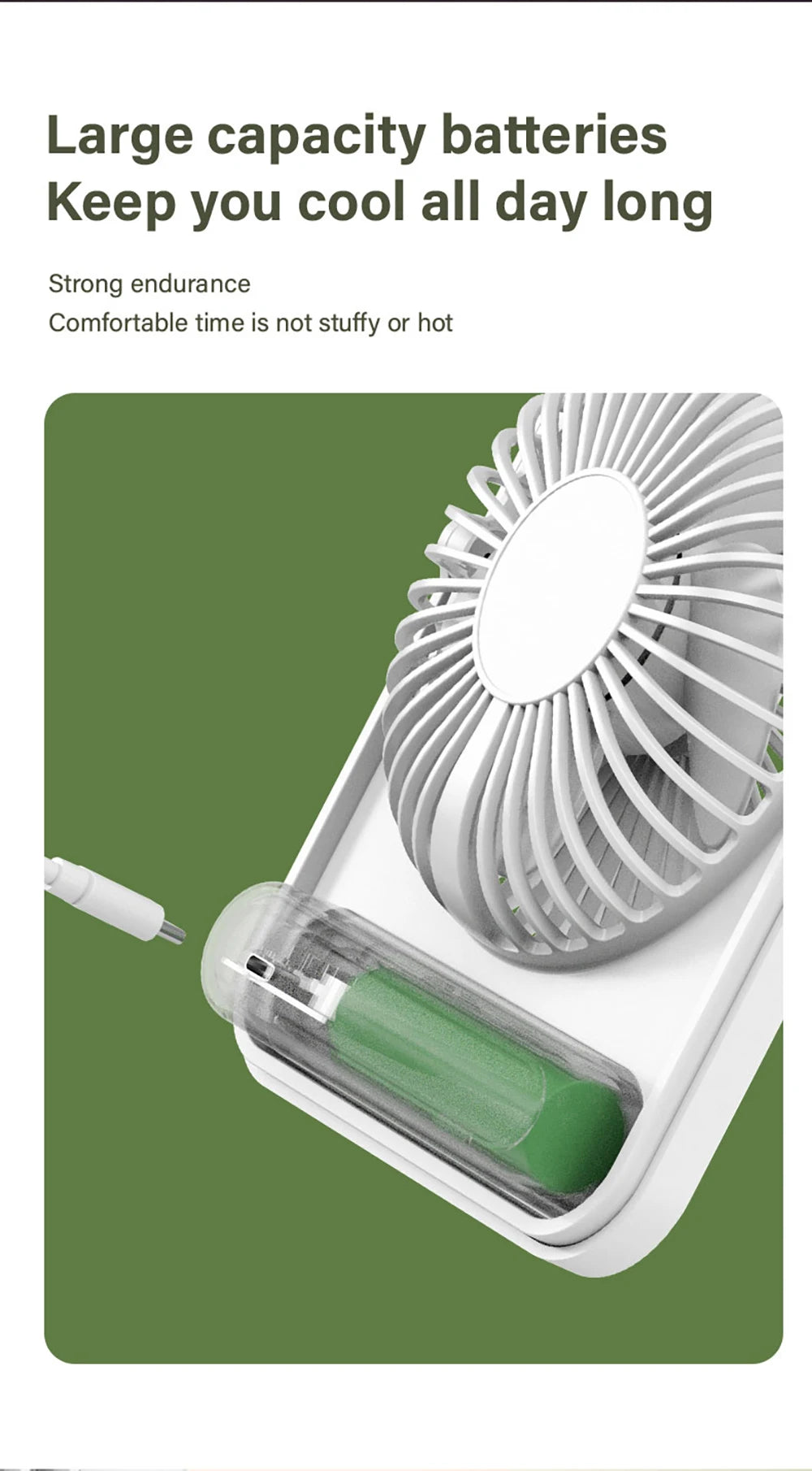 Desk Fan Portable Mini Fan Foldable Table Fan With 5 Gear USB Rechargerable Wall Fan Student Desktop Hang Fan For Office Home