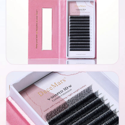 DeceMars V-shaped 3D eyelash extensions Matte Black 12 Rows/Tray